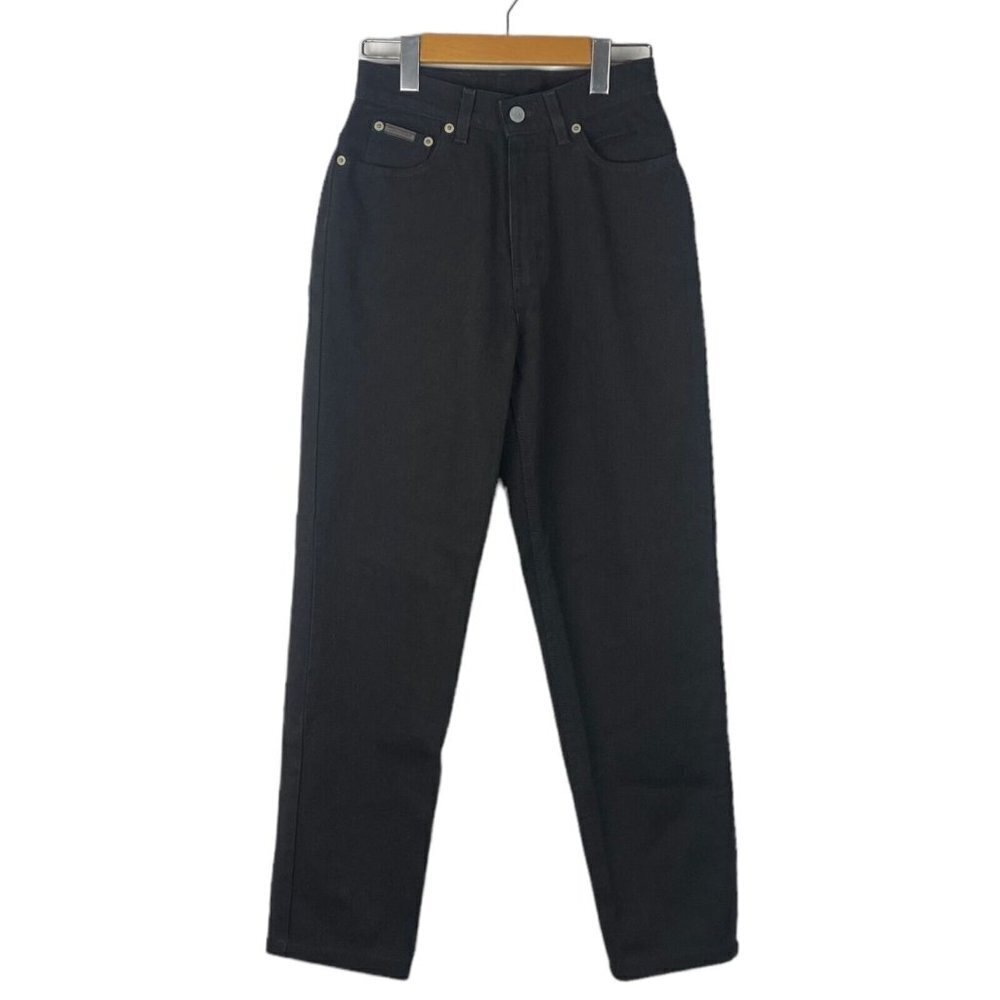 Calvin Klein Women's Black High Rise 5 Pocket Design Tapered Denim Jeans US 4